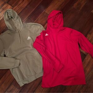 Adidas Olive Green and Red Hoodies